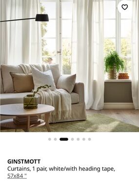 IKEA Ginstmott White Curtains with Heading Tape